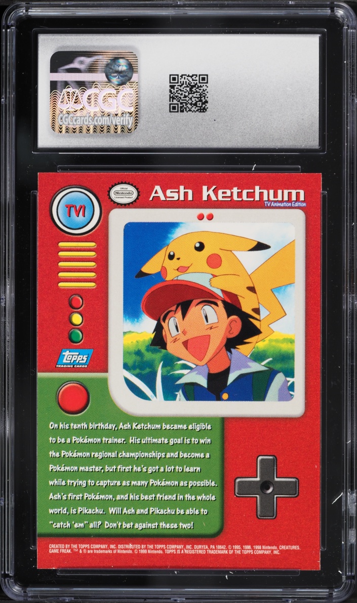1999 Topps Pokemon Series 1 First Print Ash Ketchum #TV1 CGC 10 GEM MINT