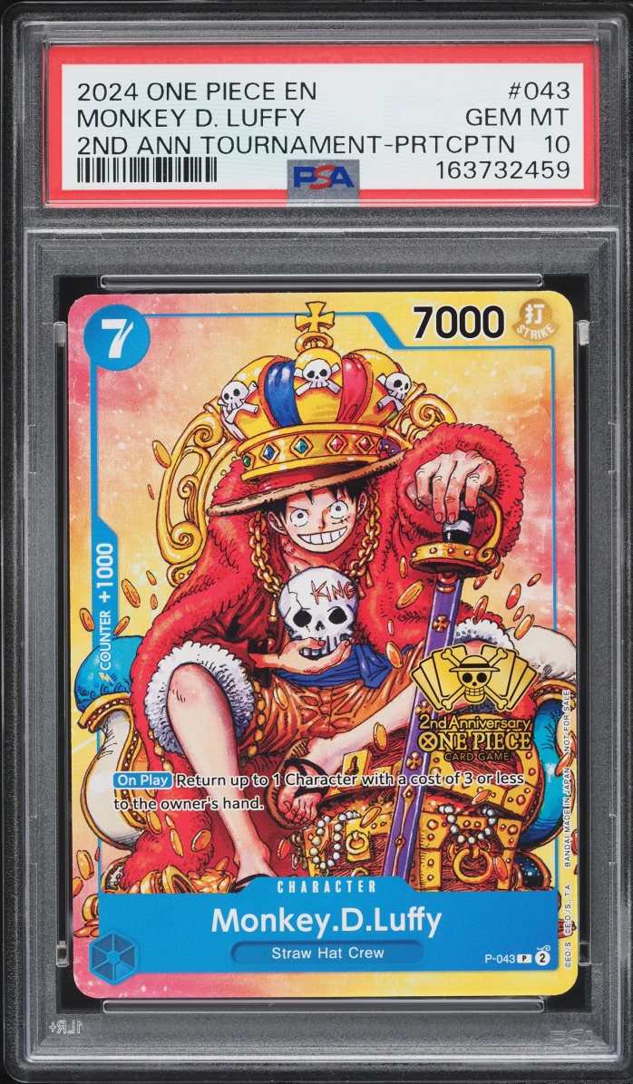 2024 One Piece Promo 2nd Anniversary Tournament Participation Monkey D. Luffy #P-043 PSA 10 GEM