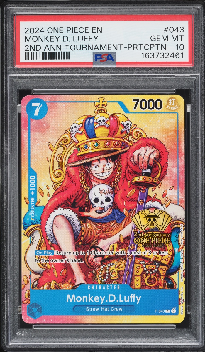 2024 One Piece Promo 2nd Anniversary Tournament Participation Monkey D. Luffy #P-043 PSA 10 GEM