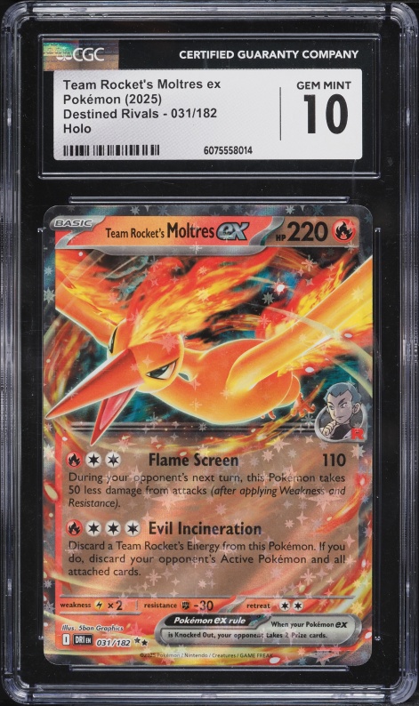 2025 Pokemon Scarlet & Violet Destined Rivals Holo Team Rocket's Moltres Ex #31 CGC 10 GEM