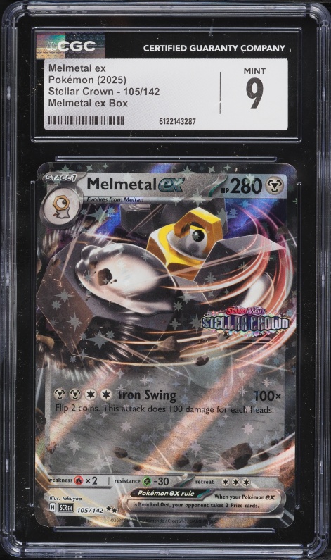 2025 Pokemon Scarlet & Violet Stellar Crown Holo Melmetal Ex #105 CGC 9 MINT