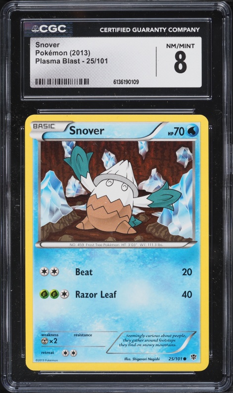 2013 Pokemon Black & White Plasma Blast Snover #25 CGC 8 NM-MT