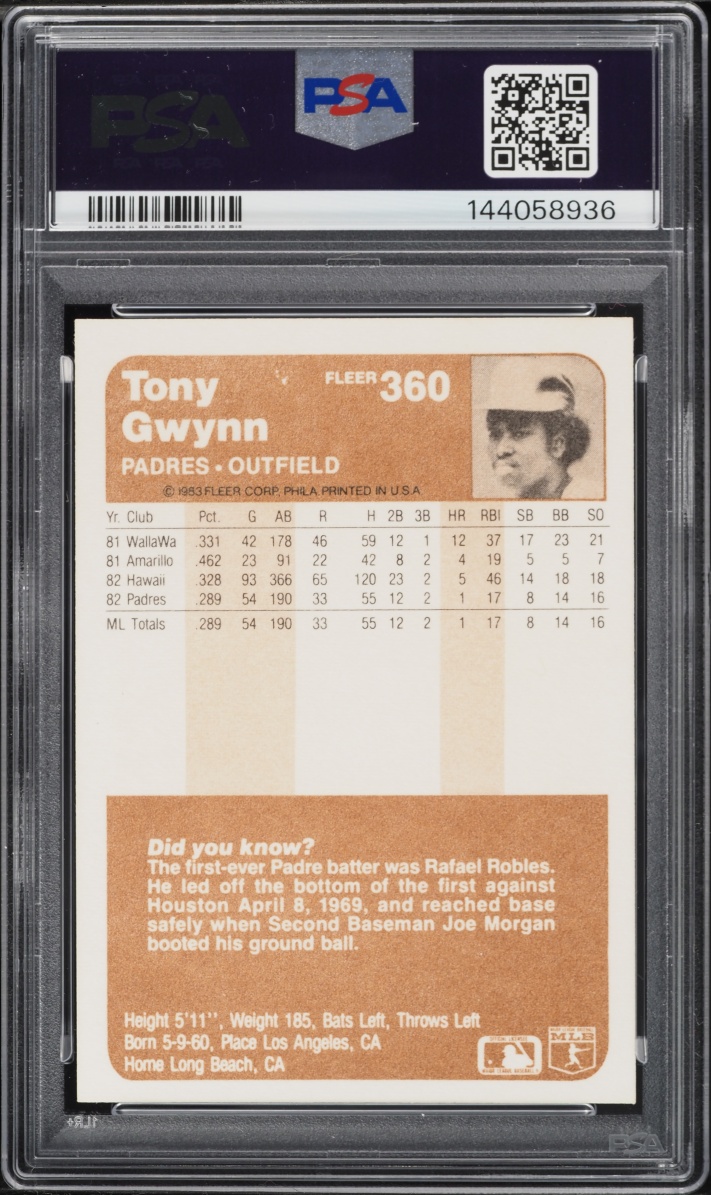 1983 Fleer Tony Gwynn ROOKIE #360 PSA 9 MINT