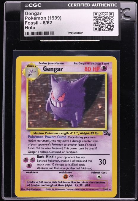 1995 gengar pokemon card value 5/62 (1999) Beckett 8 (Scratches on Slab) – Zapp! Comics artistry and the thrill of the hunt GENGAR - 5/62 - Fossil