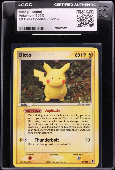 2005 Pokemon EX Delta Species Ditto Pikachu #39 CGC AUTH