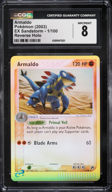2003 Pokemon EX Sandstorm Reverse Holo Armaldo #1 CGC 8 NM-MT