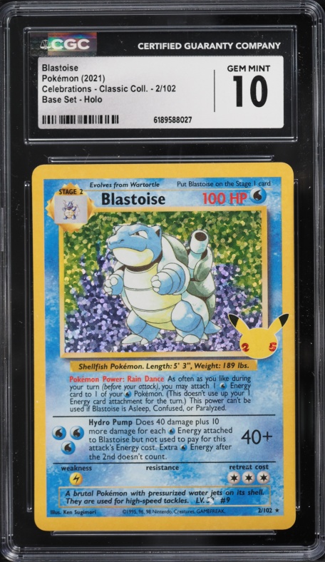 2021 Pokemon Sword & Shield Celebrations Classic Collection Holo Blastoise #2 CGC 10 GEM MINT