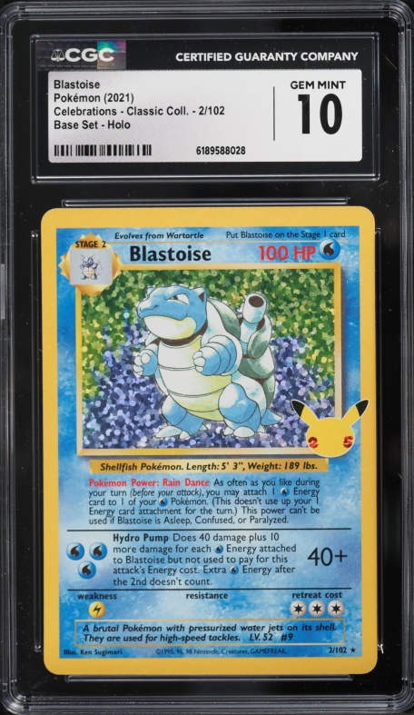 2021 Pokemon Sword & Shield Celebrations Classic Collection Holo Blastoise #2 CGC 10 GEM MINT
