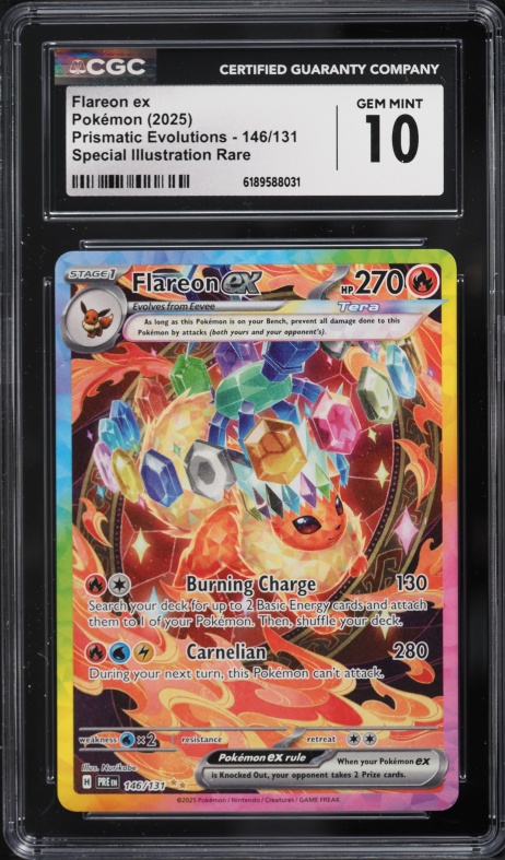 2025 Pokemon Scarlet & Violet Prismatic Evolutions SIR Flareon EX #146 CGC 10 GEM MINT