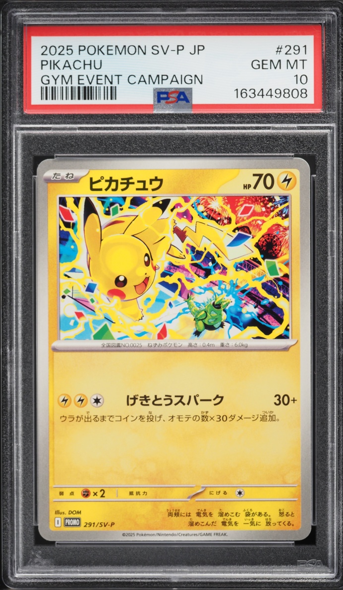 2025 Pokemon Japanese Scarlet & Violet Promo Gym Event Campaign Pikachu #291 PSA 10 GEM MINT