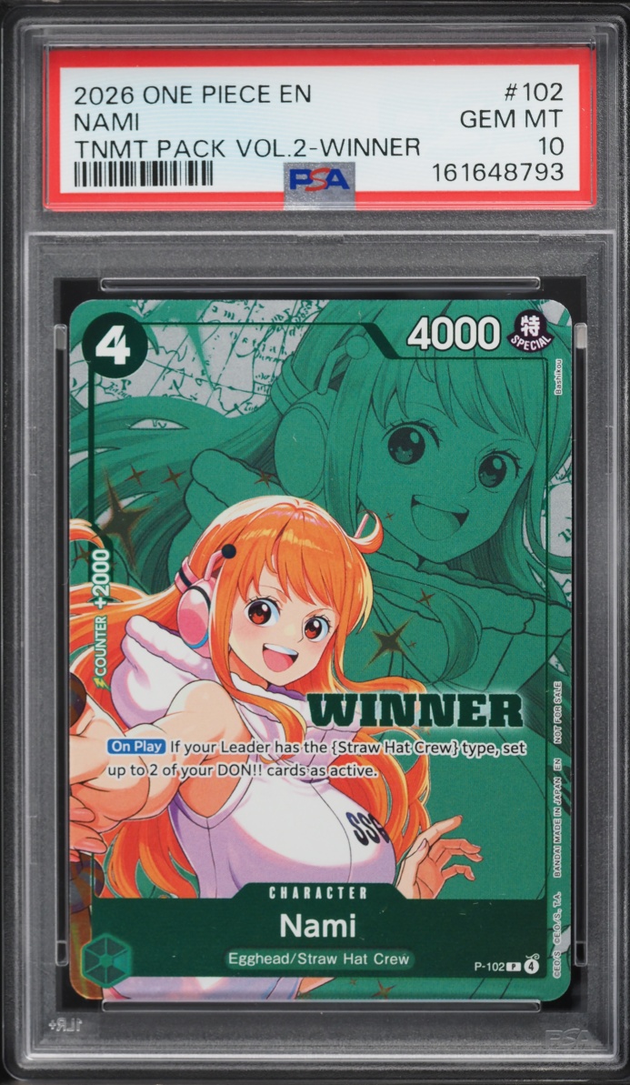 2026 One Piece Promo Tournament Pack Vol. 2 Winner Nami #P-102 PSA 10 GEM MINT