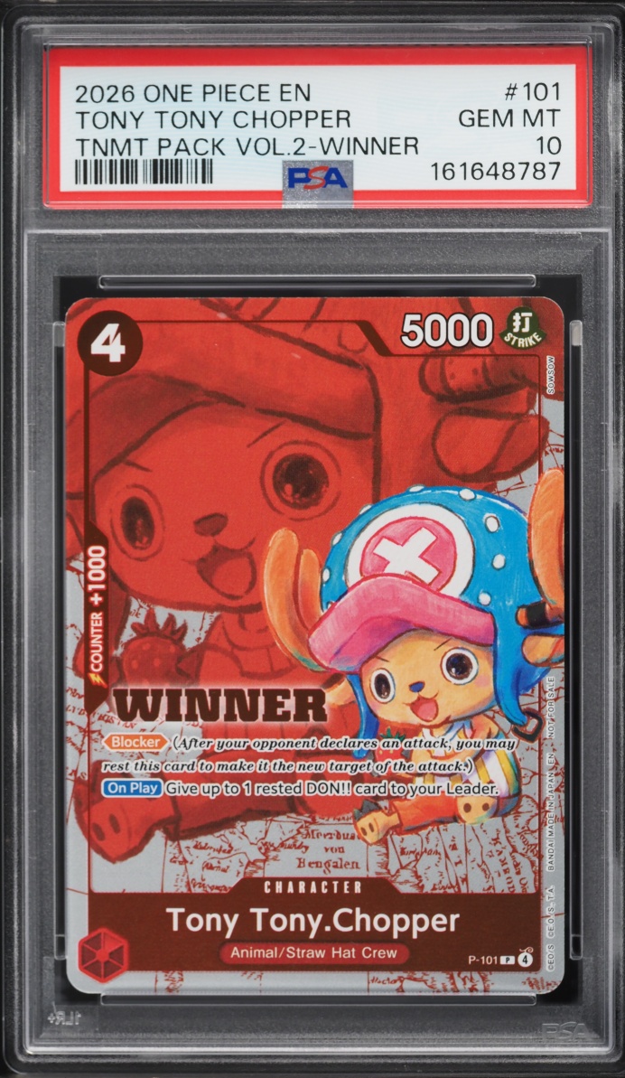 2026 One Piece Promo Tournament Pack Vol. 2 Winner Tony Tony Chopper #P-101 PSA 10 GEM MINT