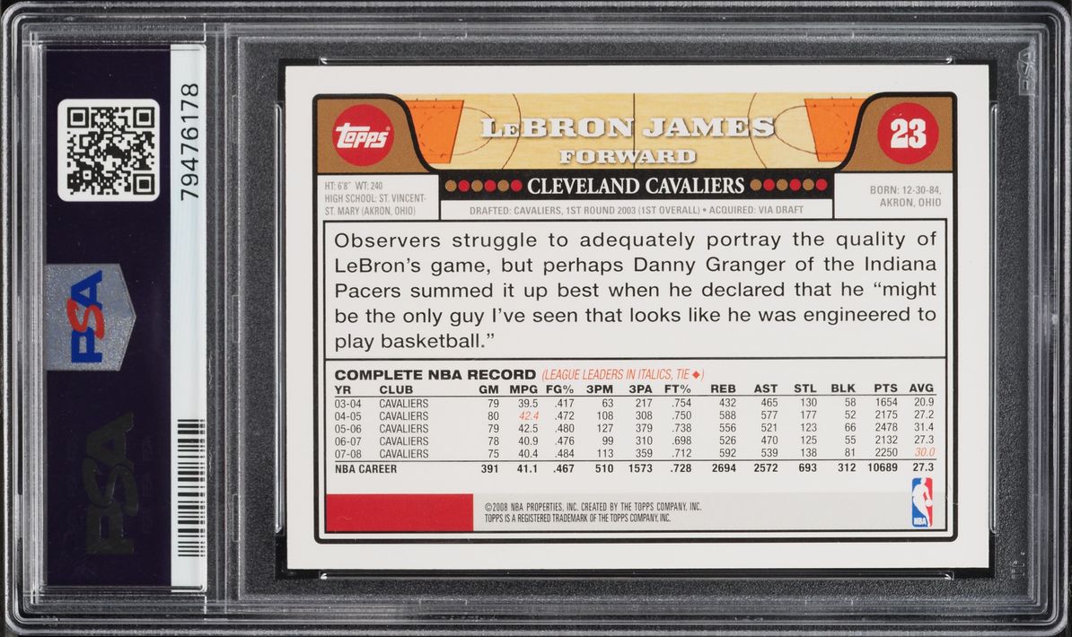 2008 Topps Basketball LeBron James #23 PSA 10 GEM MINT