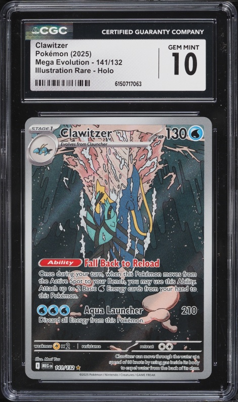 2025 Pokemon Mega Evolution IR Clawitzer #141 CGC 10 GEM MINT