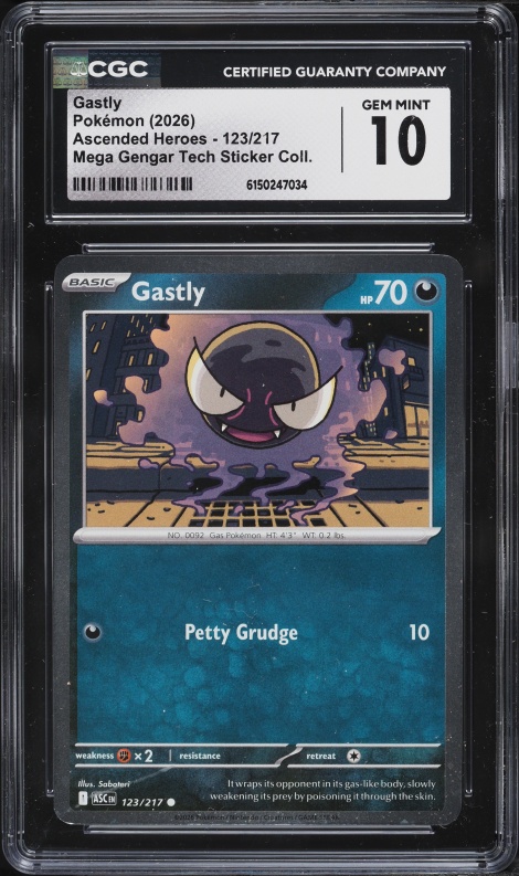 2026 Pokemon Mega Evolution Ascended Heroes Gengar Tech Sticker Gastly #123 CGC 10 GEM MINT