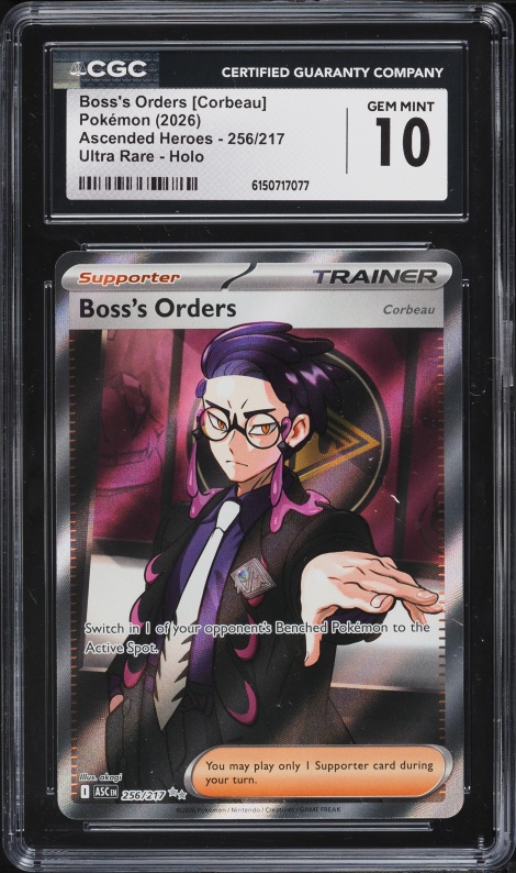 2026 Pokemon Mega Evolution Ascended Heroes Full Art Boss's Orders Corbeau #256 CGC 10 GEM MINT