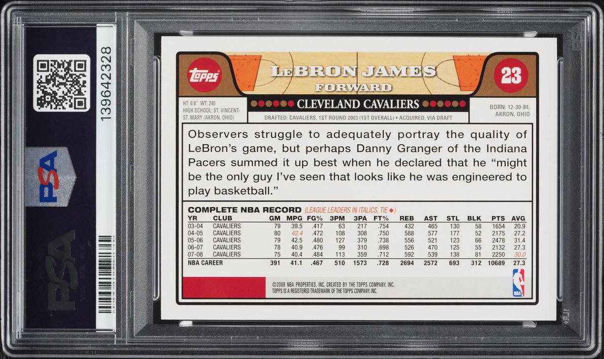 2008 Topps Basketball LeBron James #23 PSA 10 GEM MINT