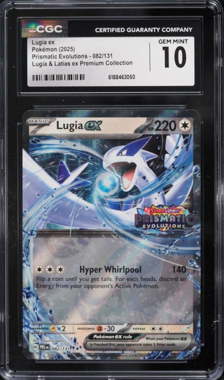 2025 Pokemon SV Prismatic Evolutions Premium Collection Holo Lugia EX #82 CGC 10 GEM MINT