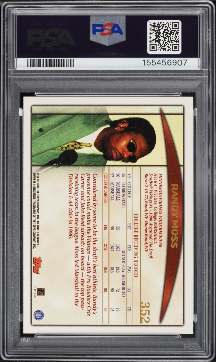 1998 Topps Football Randy Moss ROOKIE #352 PSA 8 NM-MT