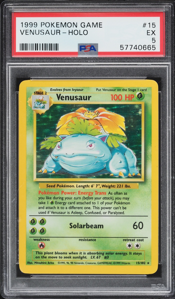 1999 Pokemon Base Set Holo Venusaur #15 PSA 5 EX
