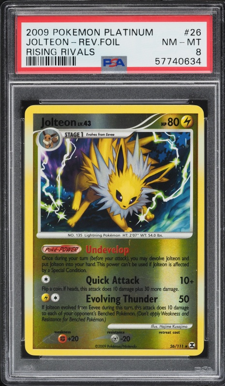 2009 Pokemon Platinum Rising Rivals Reverse Holo Jolteon #26 PSA 8 NM-MT