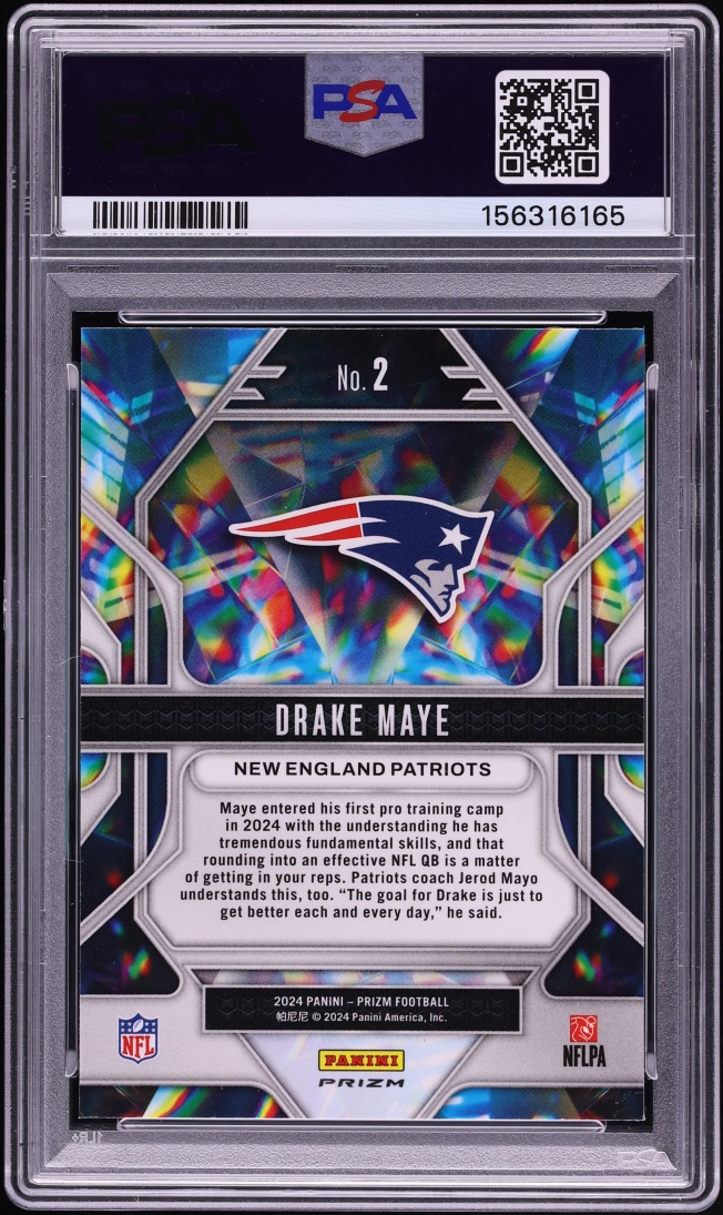 2024 Panini Prizm Prizmatic Green Ice Drake Maye ROOKIE #2 PSA 9 MINT