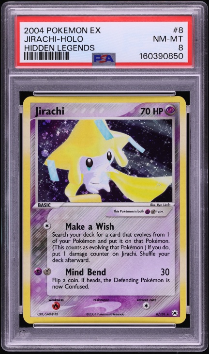 2004 Pokemon EX Hidden Legends Holo Jirachi #8 PSA 8 NM-MT