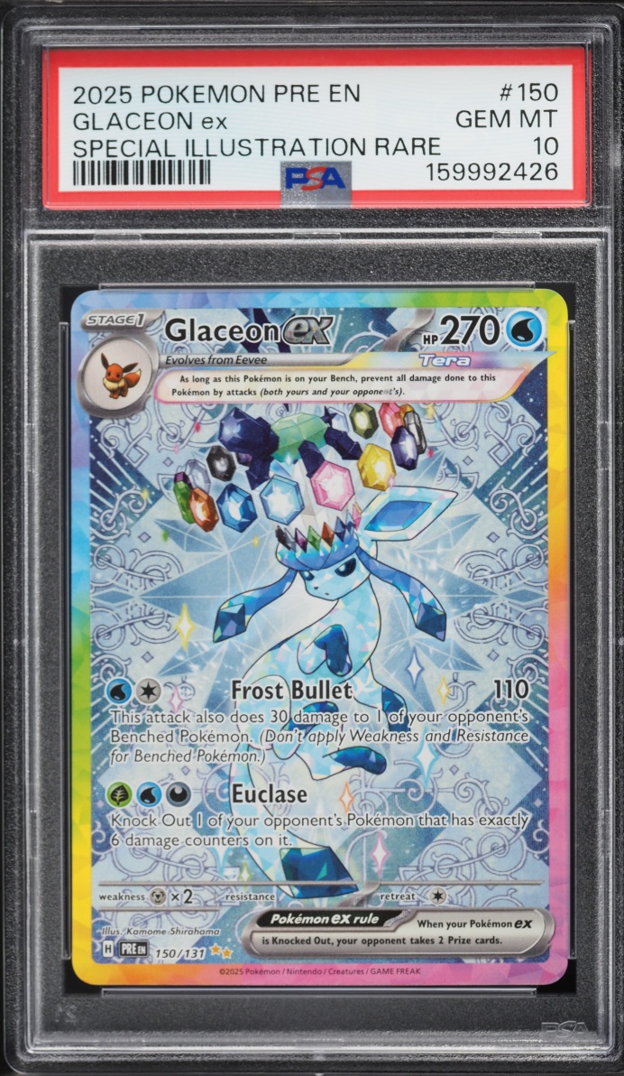 2025 Pokemon Scarlet & Violet Prismatic Evolutions SIR Glaceon ex #150 PSA 10 GEM MINT