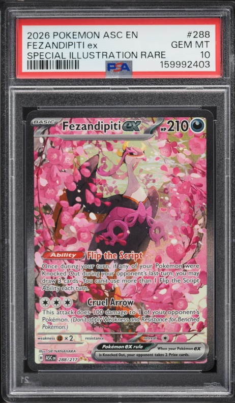2026 Pokemon Mega Evolution Ascended Heroes SIR Fezandipiti ex #288 PSA 10 GEM MINT
