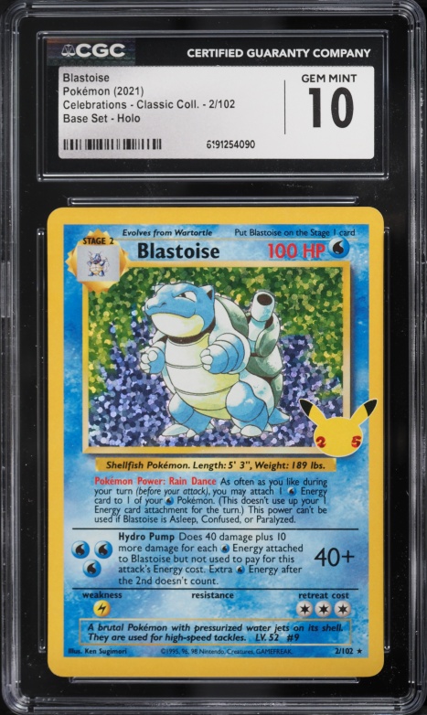 2021 Pokemon Sword & Shield Celebrations Classic Collection Holo Blastoise #2 CGC 10 GEM MINT