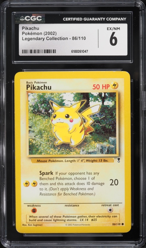 2002 Pokemon Legendary Collection Reverse Holo Pikachu #86 PSA 10