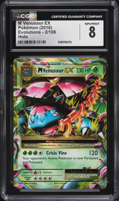 2016 Pokemon XY Evolutions Holo M Venusaur EX #2 CGC 8 NM-MT