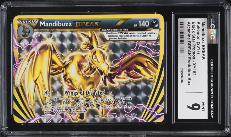 2017 Pokemon XY Black Star Promo BREAK Evolution Box Alt Art Mandibuzz BREAK #XY182 CGC 9 MINT