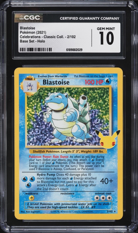 2021 Pokemon Sword & Shield Celebrations Classic Collection Holo Blastoise #2 CGC 10 GEM MINT