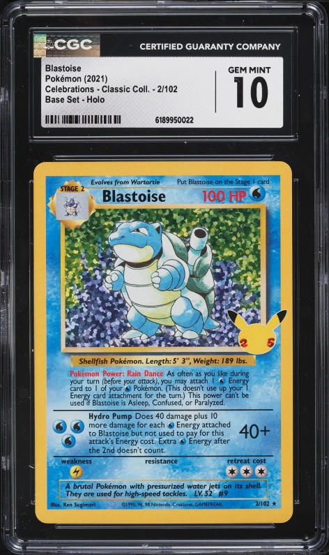 2021 Pokemon Sword & Shield Celebrations Classic Collection Holo Blastoise #2 CGC 10 GEM MINT