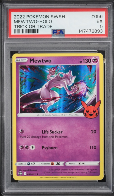 pokemon card 056 172 Mewtwo (056/172) [Sword & Shield: Brilliant Stars]  Danireon Cards & Games Psychic / 130 / Basic Like New Pokemon Mewtwo 056/172