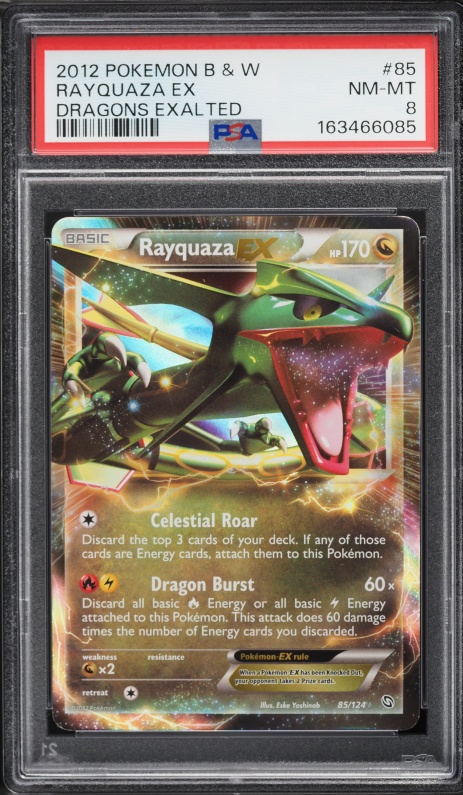 2012 Pokemon Black & White Dragons Exalted Holo Rayquaza EX #85 PSA 8 NM-MT