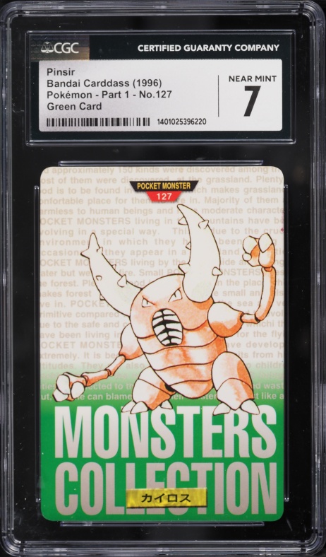 1996 Pokemon Japanese Bandai Carddass Green Pinsir #127 CGC 7 NRMT