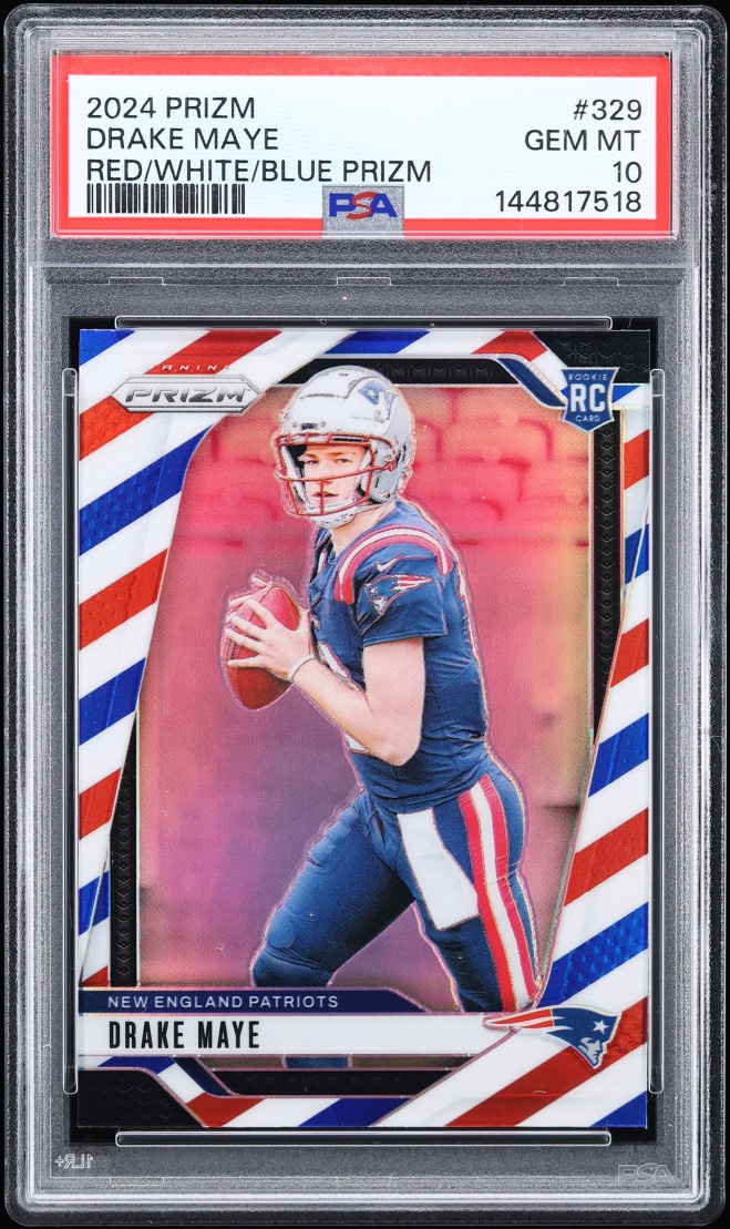 2024 Panini Prizm Drake Maye Red Sparkle 329
