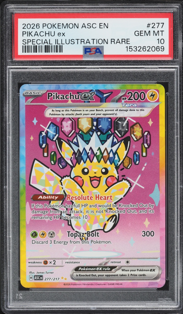 2026 Pokemon Mega Evolution Ascended Heroes SIR Pikachu ex #277 PSA 10 GEM MINT