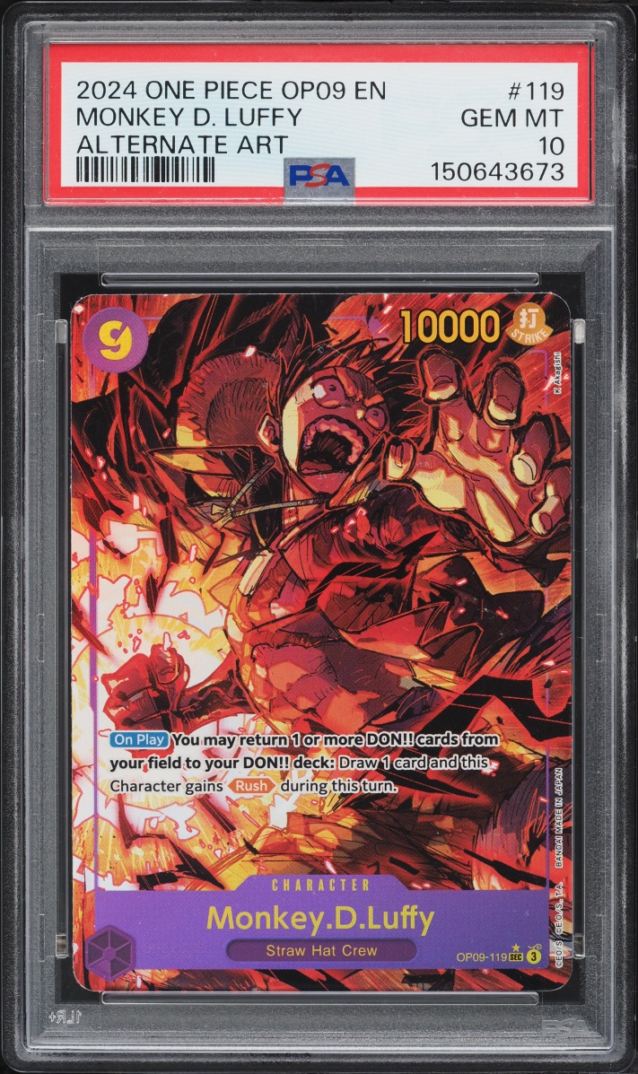 2024 One Piece Emperors In The New World SEC Alt Art Monkey D. Luffy #OP09-119 PSA 10 GEM MINT