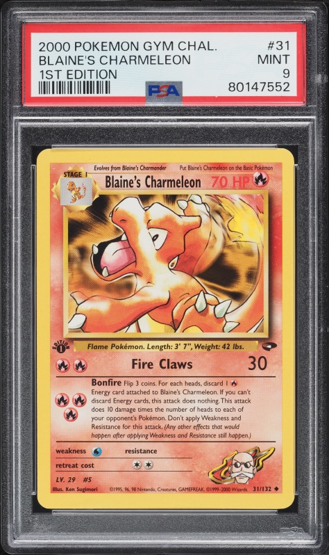 2000 Pokemon Gym Challenge 1st Edition Blaine's Charmeleon #31 PSA 9 MINT