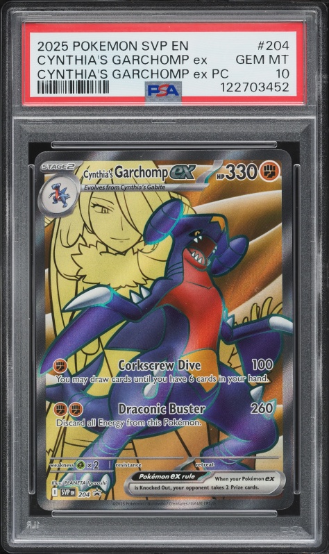 2025 Pokemon Scarlet & Violet Promo Full Art Cynthia's Garchomp ex #204 PSA 10 GEM MINT