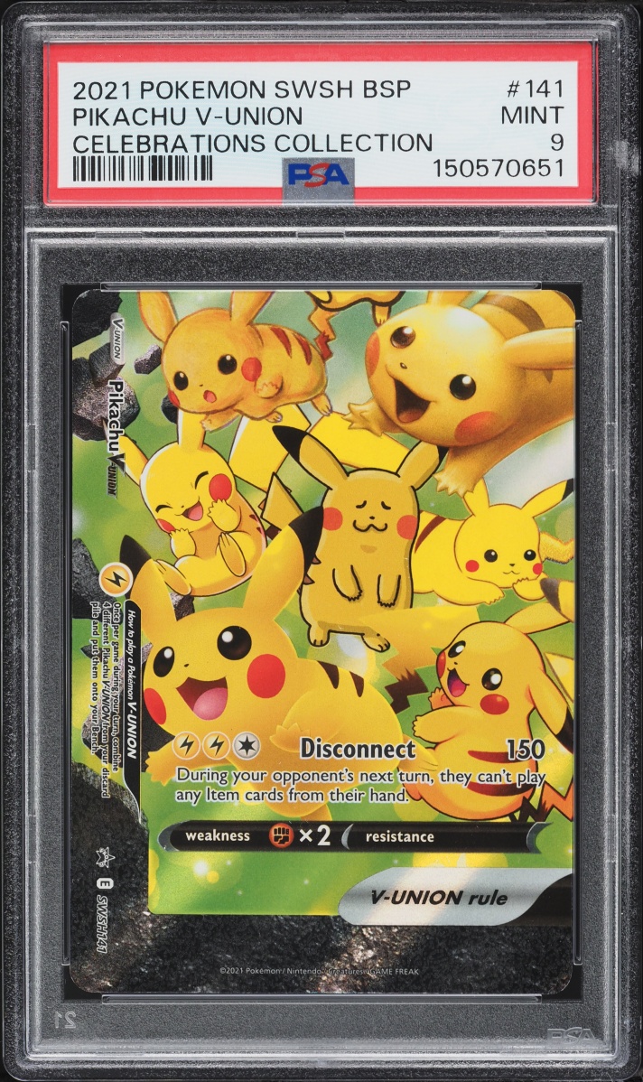 2021 Pokemon Sword & Shield Promo Celebrations Holo Pikachu V-UNION #SWSH141 PSA 9 MINT