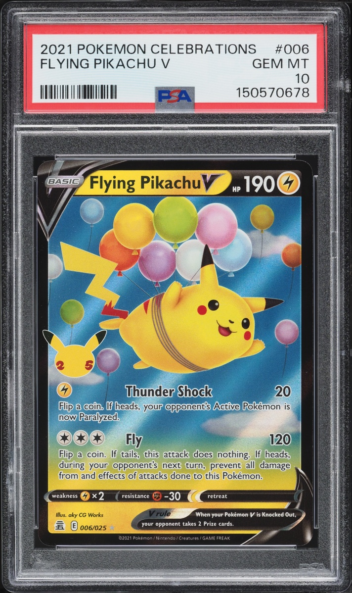2021 Pokemon Sword & Shield Celebrations Holo Flying Pikachu V #6 PSA 10 GEM MINT