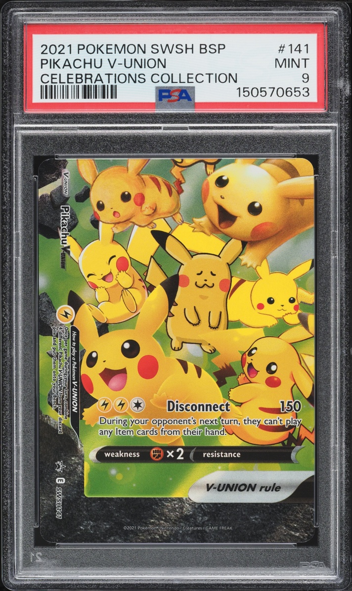 2021 Pokemon Sword & Shield Promo Celebrations Holo Pikachu V-UNION #SWSH141 PSA 9 MINT