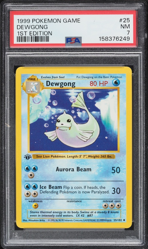 1999 Pokemon Base Set Shadowless 1st Edition Dewgong #25 PSA 7 NRMT