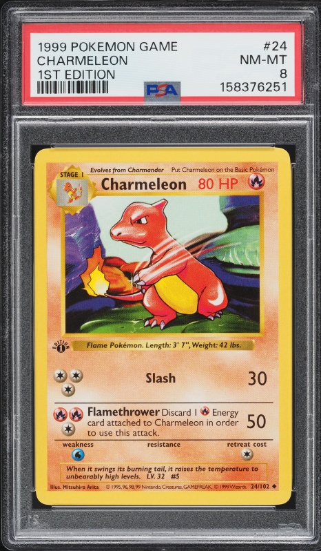 1999 Pokemon Base Set Shadowless 1st Edition Charmeleon #24 PSA 8 NM-MT
