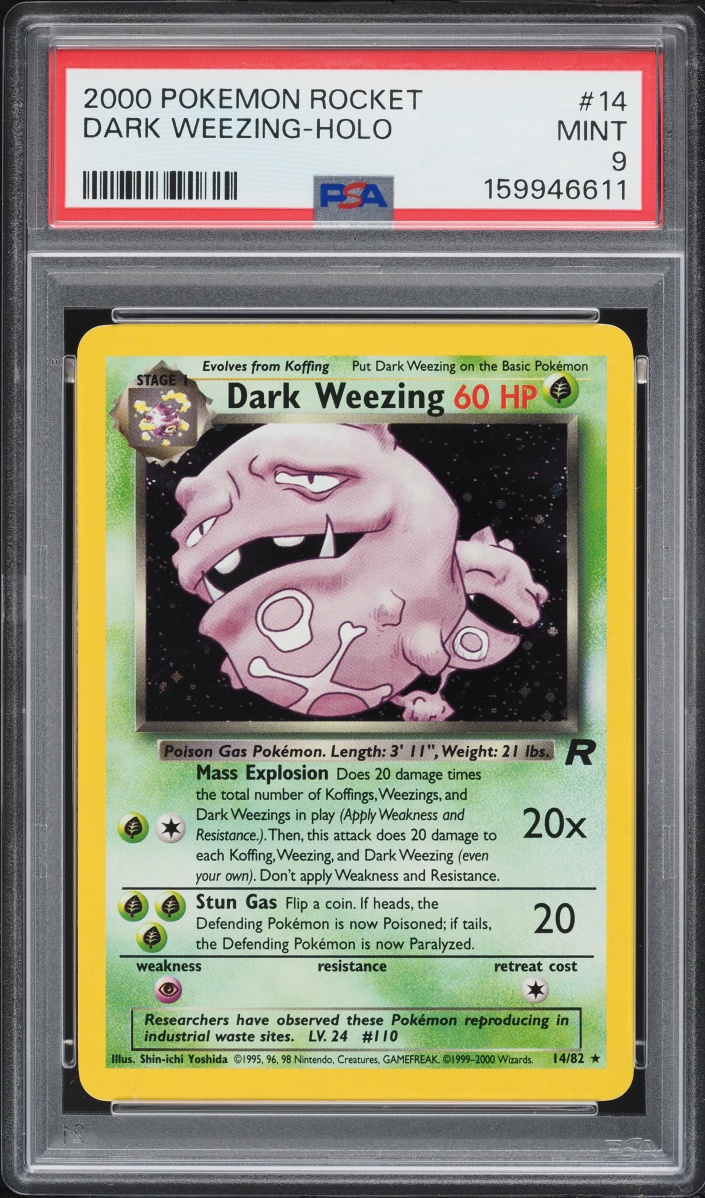 2000 Pokemon Team Rocket Holo Dark Weezing #14 PSA 9 MINT