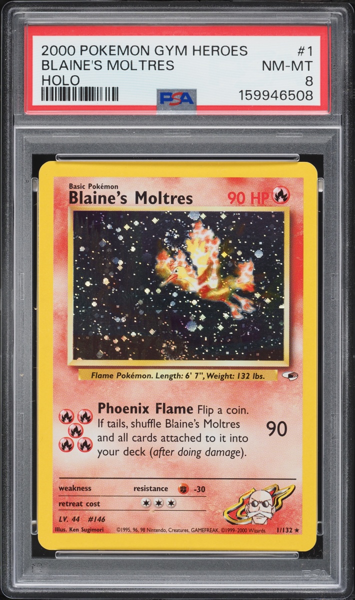 2000 Pokemon Gym Heroes Holo Blaine's Moltres #1 PSA 8 NM-MT